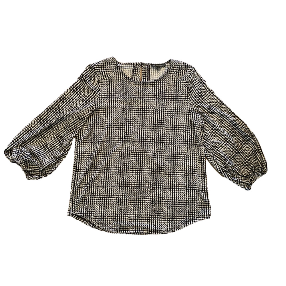 Adrianna Papell Printed 3/4 Puff Sleeve Woman’s Blouse, Size Small
